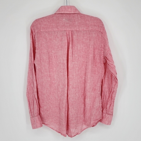 Peter Millar Long Sleeve Button Down Collared Shirt 100% Linen Medium - Picture 3 of 10